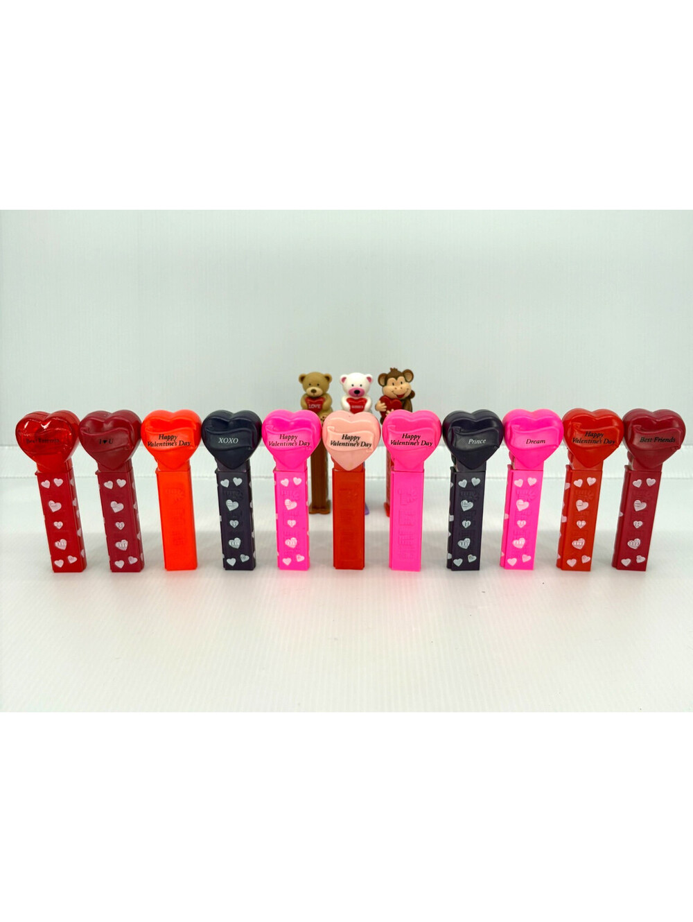 PEZ Valentines Day Dispenser Lot Of 14 Heart Bear Monkey Candy Collectibles